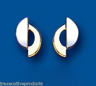 9ct Two Colour Gold Stud Earrings Yellow and White Gold Hallmarked British Made