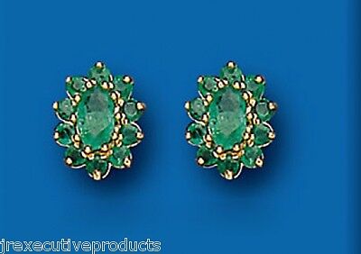 9ct Gold Emerald Solitaire Stud Earrings Yellow Gold Hallmarked Round 5mm Studs