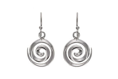 Silver Spiral Drop Earrings Drops Dangly 925 hallmark