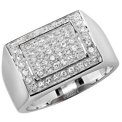 Gents Sterling Silver Square Face Ring Gemstone Signet Fully Hallmarked