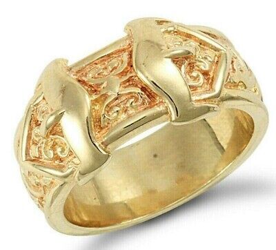 Gents Double Buckle Ring Solid Yellow Gold Hallmarked British Made Men's Band
