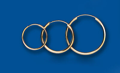 Gold Sleeper Hoop Earrings Yellow Gold Sleeper Lightweight 12mm 14mm 18mm