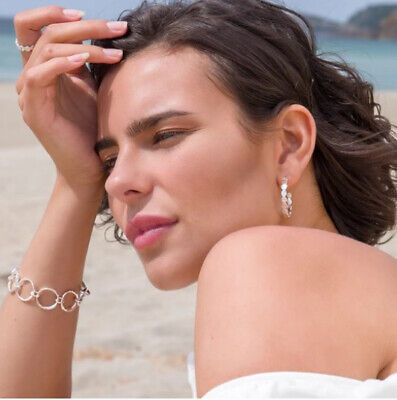 Silver Pebble Hoop Earrings Solid Sterling Silver 925 Hallmarked Hoops