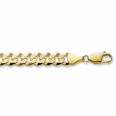 9ct Gold Curb Bracelet Men's Gents Solid Yellow Gold 8" Flat Bevelled Hallmark