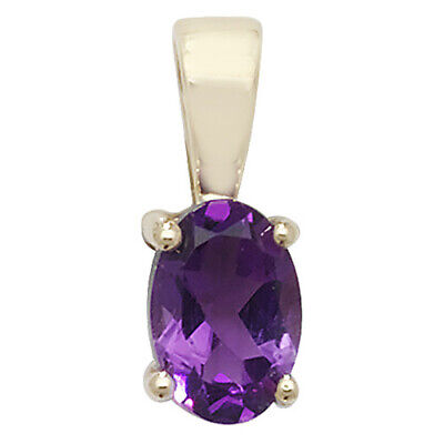Amethyst Pendant and Earrings Set Oval Solitaire 9ct Yellow Gold Hallmarked