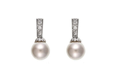 Pearl Silver Sparkly Earrings Gemset Drop Drops 925 Hallmark