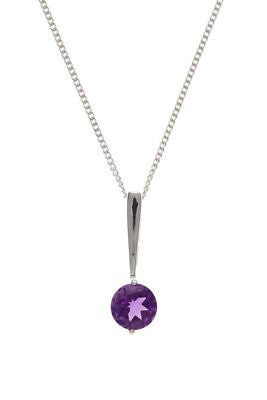 Amethyst Pendant and Earrings Set Solitaire Solid Sterling Silver