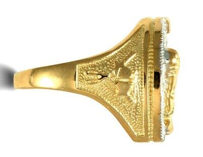 9ct Yellow Gold Cubic Zirconia Horse Shoe Ring Hallmarked