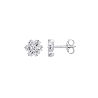 Real Diamond Stud Earrings 9ct White Gold 8.7mm Studs 0.50ctw Mined Diamonds