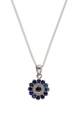 Sapphire and Diamond Pendant and Earrings Set Solid Sterling Silver