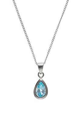 Blue Topaz Set Solid Silver Pendant and Drop Earrings Hallmarked