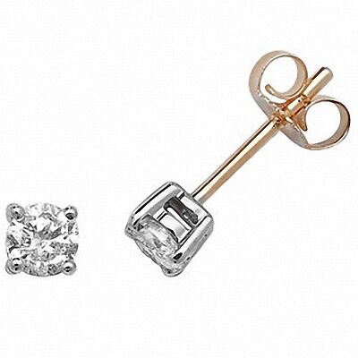 0.50ctw Diamond Solitaire Earrings Solid 9ct Yellow Gold 1/2 Half Carat