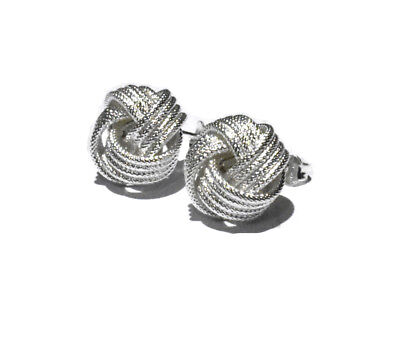 Large Silver Knot Earrings 15mm Studs 925 hallmark Stud