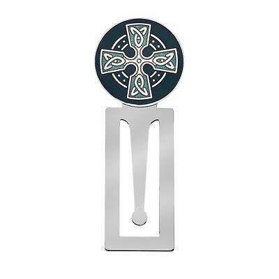 Bookmark Celtic Cross Silver Plated Green Enamel Brand New and Boxed