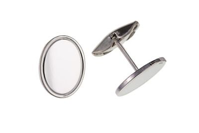 Oval Cufflinks Solid Sterling Silver Plain Oval Cufflinks 17 x 13mm