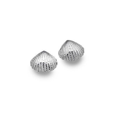 Cockle Shell Stud Earrings Sterling Silver 925 Hallmarked Studs