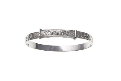 Solid Silver Baby Bangle 18 months - 3 years Celtic Claddagh Adjustable Hallmark