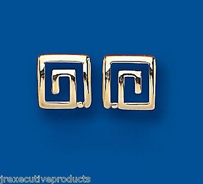 9ct Greek Key Stud Earrings Solid Yellow Gold Studs British Made