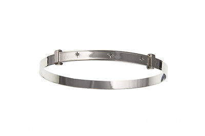 Bangle Solid Silver Diamond ladies Adjustable Sterling Silver Bracelet