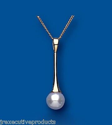 Cultured Freshwater Pearl Pendant Yellow Gold Hallmarked 18" Chain British Made