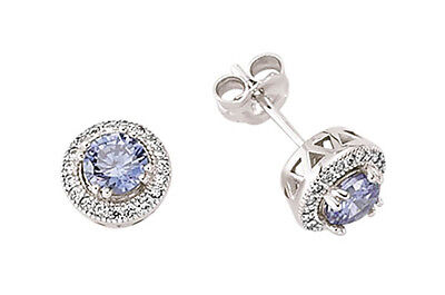 Tanzanite Earrings Cluster Stud Sterling Silver Studs Platinum Plated