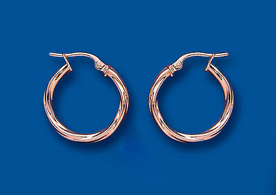 Rose Gold Hoop Earrings Rope twist Hoops Red Gold Hoop 18mm
