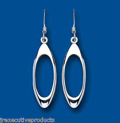 Silver Oval Drop Earrings Drops Dangly 925 Hallmark