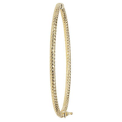 Ladies Diamond Cut Bangle Yellow Gold British Made Hallmarked Womens Bracelet