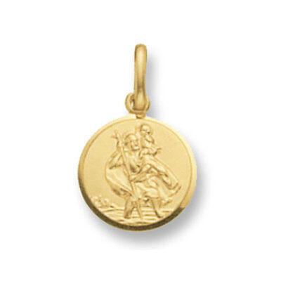 Yellow Gold St. Christopher Pendant 13mm British made Hallmarked