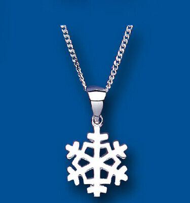 Silver Snowflake Pendant and Earrings Set Solid Sterling Silver 925 16 - 18"