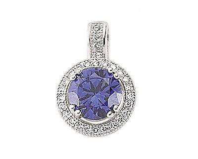 Tanzanite Pendant Halo Cluster Tanzanite Necklace Sterling Silver Platinum Plate