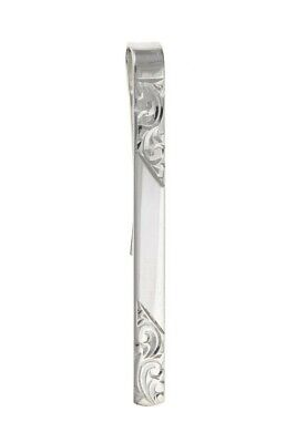 Tie Slide Solid Sterling Silver Engraved Design 925 Hallmark