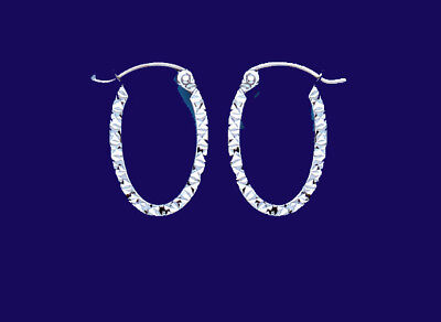 White Gold Hoop Earrings Creole Oval Hoops 13 x 18mm Hallmarked
