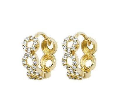 9ct Yellow Gold Huggie Hoop Earrings Fancy Gemstone Hallmarked British Made