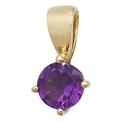 Amethyst Pendant and Earrings Set Classic Solitaire 9ct Yellow Gold Hallmarked