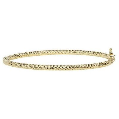 Ladies Diamond Cut Bangle Yellow Gold British Made Hallmarked Womens Bracelet