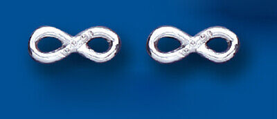 Real Diamond Infinity Pendant and Earrings Sterling Silver 925 Hallmark 16 - 18"