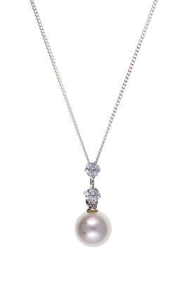Pearl and Gemstone Pendant Solid Silver Necklace 18" Chain 925 Hallmark