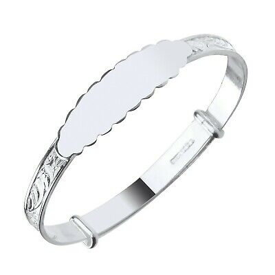 Silver Identity Baby Bangle Girls Boys Christening 925 Hallmark British Made Box