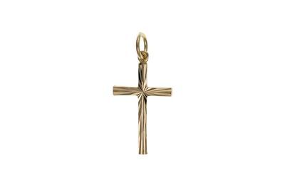 Gold Cross Pendant Yellow Gold Cross Necklace Diamond Cut Cross