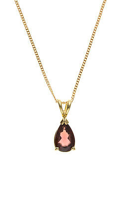 Gold Garnet Pendant & Earrings Set Pear Stud Solid Yellow Gold Hallmarked
