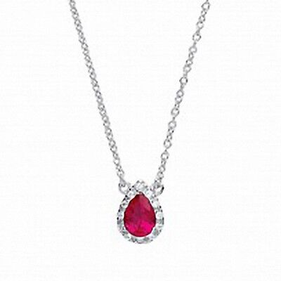 Ruby Pear Silver Necklace Sparkling Gemset Pendant 925 Hallmark