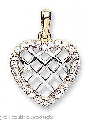Two Colour Gold Heart Pendant Multi Tone Yellow and White Hallmarked British