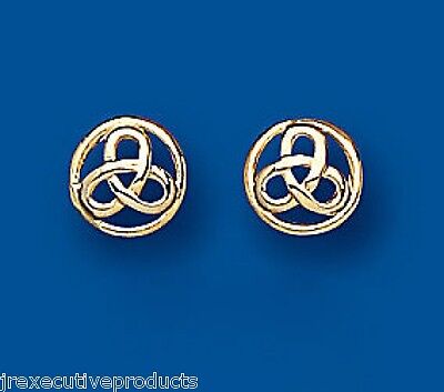 Yellow Gold Celtic Stud Earrings 7mm Round Studs Solid 9 Carat British Made
