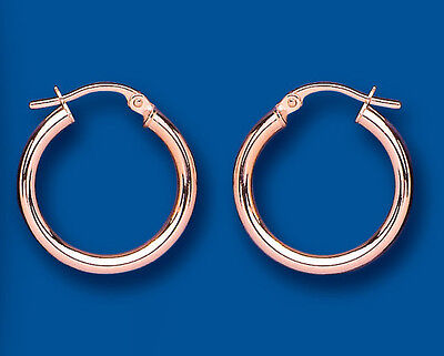 Rose Gold Hoop Earrings Plain Red Gold Hoops 20mm