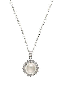 Freshwater Pearl Pendant Solid Silver Necklace 18" Chain 925 Hallmark