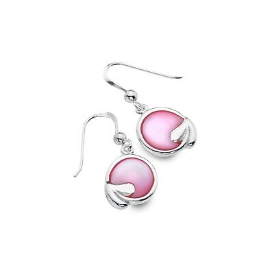 Mackintosh Pink Leaf Earrings Real Mother of Pearl Drop 925 Sterling Silver