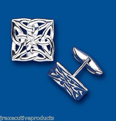Silver Cufflinks Celtic Cufflinks Square Solid Sterling Silver Cufflinks