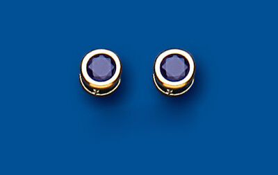 9ct Gold Sapphire Earrings Yellow Gold Solitaire September Birthstone Hallmark
