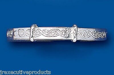 Baby's Bangle Solid Silver Celtic Design Baby's Small Adjustable Bracelet